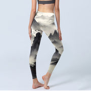 Buddha Stones Splash-ink Landscape Painting Print Fitness Leggings Women's Yoga Pants - image 5