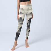 Buddha Stones Splash-ink Landscape Painting Print Fitness Leggings Women's Yoga Pants - image 7