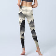 Buddha Stones Splash-ink Landscape Painting Print Fitness Leggings Women's Yoga Pants - image 8