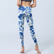 Buddha Stones Blue Flowers Print Fitness Leggings Women's Yoga Pants - image 7