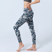 Buddha Stones Dark Blue Flower Print Fitness Leggings Women's Yoga Pants - image 3