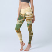Buddha Stones Green Mountains Clouds Mist Print Fitness Leggings Women's Yoga Pants - LemonChiffon - US18，UK/AU22，EU50 (4XL) - image 1
