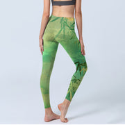 Buddha Stones Green Bamboo Pavilion Print Gym Leggings Women's Yoga Pants - image 5