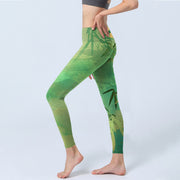 Buddha Stones Green Bamboo Pavilion Print Gym Leggings Women's Yoga Pants - image 4