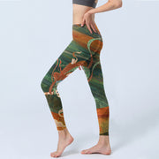 Buddha Stones Dunhuang Flying Apsaras Print Gym Leggings Women's Yoga Pants - image 4