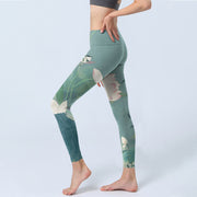 Buddha Stones Lotus Leaf Bird Print Gym Leggings Women's Yoga Pants - image 3