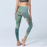 Buddha Stones Lotus Leaf Bird Print Gym Leggings Women's Yoga Pants - image 5