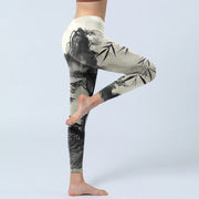 Buddha Stones Ink Bamboo Pine Mountains Print Gym Leggings Women's Yoga Pants - image 4