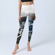 Buddha Stones Ink Painting Pine Tree Print Gym Leggings Women's Yoga Pants - image 6