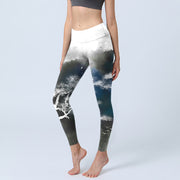 Buddha Stones Ink Painting Pine Tree Print Gym Leggings Women's Yoga Pants - Gray - US18，UK/AU22，EU50 (4XL) - image 1