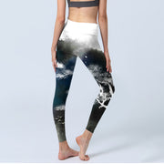 Buddha Stones Ink Painting Pine Tree Print Gym Leggings Women's Yoga Pants - image 5