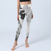 Buddha Stones Ink Painting Trees Mountains Scenery Print Gym Leggings Women's Yoga Pants - image 6