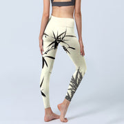 Buddha Stones Ink Painting Bamboo Leaves Print Sports Leggings Women's Yoga Pants - image 5