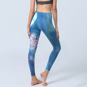 Buddha Stones Blue Dolphin Print Fitness Leggings Women's Yoga Pants