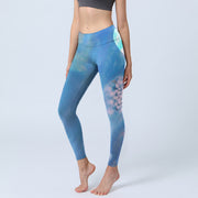 Buddha Stones Blue Dolphin Print Fitness Leggings Women's Yoga Pants