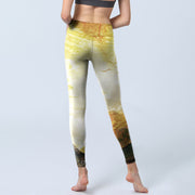 Buddha Stones Golden Auspicious Cloud Figure Print Fitness Leggings Women's Yoga Pants - image 7