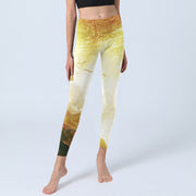 Buddha Stones Golden Auspicious Cloud Figure Print Fitness Leggings Women's Yoga Pants - image 6