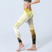 Buddha Stones Golden Auspicious Cloud Figure Print Fitness Leggings Women's Yoga Pants - image 3