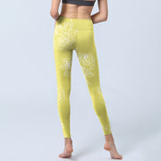 Buddha Stones Yellow Rose Print Fitness Leggings Women's Yoga Pants - image 7