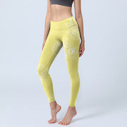 Buddha Stones Yellow Rose Print Fitness Leggings Women's Yoga Pants - LemonChiffon - US18，UK/AU22，EU50 (4XL) - image 1