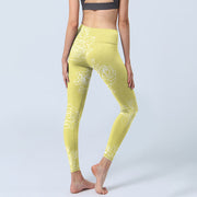 Buddha Stones Yellow Rose Print Fitness Leggings Women's Yoga Pants - image 5