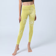 Buddha Stones Yellow Rose Print Fitness Leggings Women's Yoga Pants - image 6
