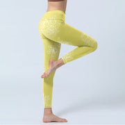 Buddha Stones Yellow Rose Print Fitness Leggings Women's Yoga Pants - image 4