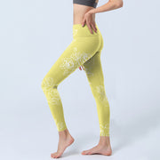 Buddha Stones Yellow Rose Print Fitness Leggings Women's Yoga Pants - image 3