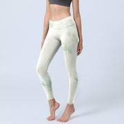 Buddha Stones Green Bamboo Leaves Print Sports Leggings Women's Yoga Pants - Ivory - US18，UK/AU22，EU50 (4XL) - image 1