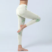 Buddha Stones Green Bamboo Leaves Print Sports Leggings Women's Yoga Pants - image 4