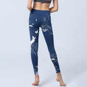 Buddha Stones Blue Rose Butterfly Print Sports Leggings Women's Yoga Pants - image 8