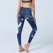 Buddha Stones Blue Rose Butterfly Print Sports Leggings Women's Yoga Pants - image 6