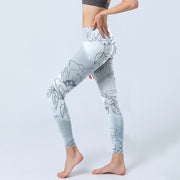 Buddha Stones Peony Flower Leaves Print Gym Leggings Women's Yoga Pants - image 3
