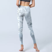 Buddha Stones Peony Flower Leaves Print Gym Leggings Women's Yoga Pants - image 7