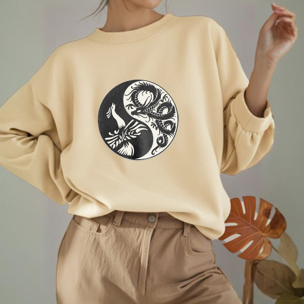 Buddha Stones Phoenix Yin Yang Fleece Lined Polyester Sweatshirt