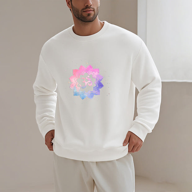 Buddha Stones Om Colorful Lotus Fleece Lined Polyester Sweatshirt