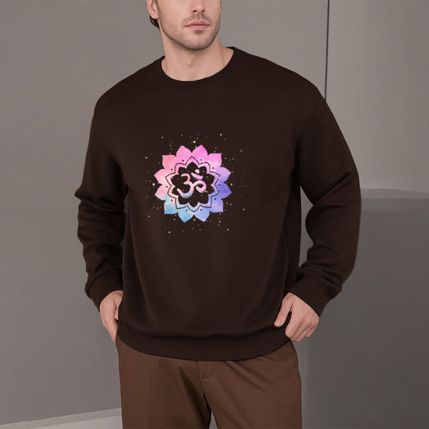 Buddha Stones Om Colorful Lotus Fleece Lined Polyester Sweatshirt