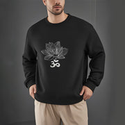 Buddha Stones Om Lotus Sketch Fleece Lined Polyester Sweatshirt