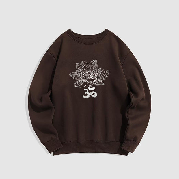 Buddha Stones Om Lotus Sketch Fleece Lined Polyester Sweatshirt