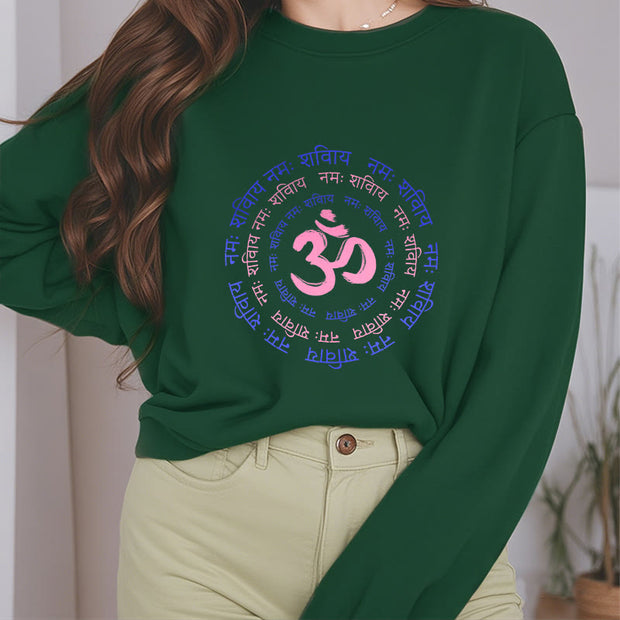 Buddha Stones OM Mantra Character Sanskrit Fleece Lined Polyester Sweatshirt