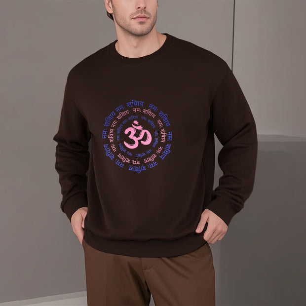 Buddha Stones OM Mantra Character Sanskrit Fleece Lined Polyester Sweatshirt