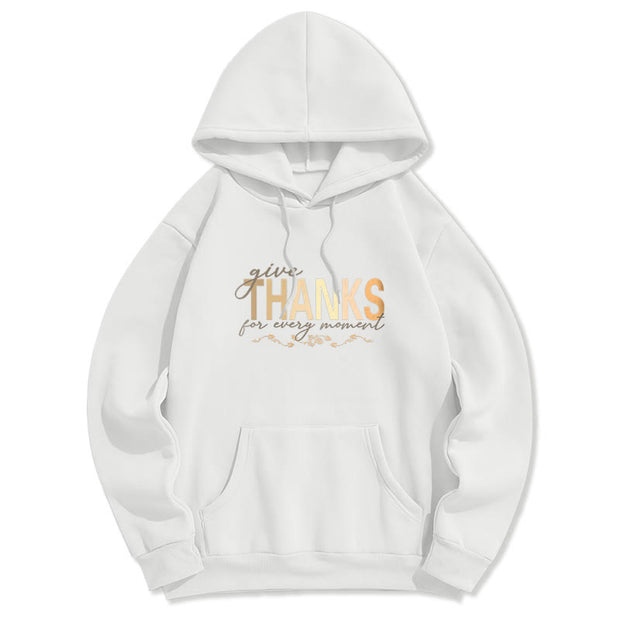 Buddha Stones Give THANKS For Every Moment Fleece Lined Hoodie