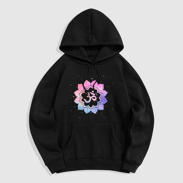 Buddha Stones Om Colorful Lotus Fleece Lined Hoodie