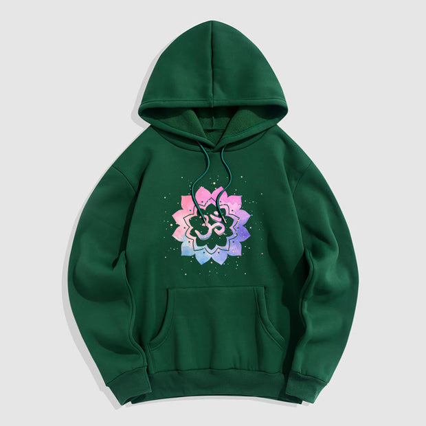 Buddha Stones Om Colorful Lotus Fleece Lined Hoodie