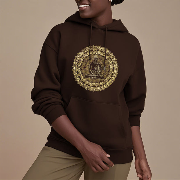 Buddha Stones Mandala Buddha Fleece Lined Hoodie