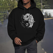 Buddha Stones Yin Yang Koi Fish Interpretation Fleece Lined Hoodie