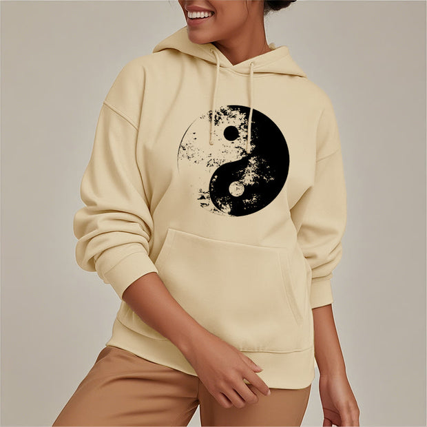 Buddha Stones Yin Yang Tai Chi Pattern Fleece Lined Hoodie