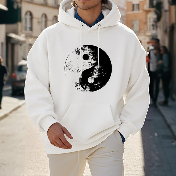 Buddha Stones Yin Yang Tai Chi Pattern Fleece Lined Hoodie