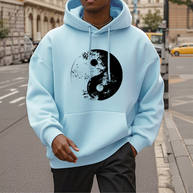 Buddha Stones Yin Yang Tai Chi Pattern Fleece Lined Hoodie