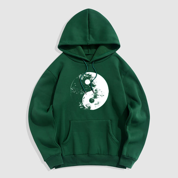 Buddha Stones Yin Yang Tai Chi Pattern Fleece Lined Hoodie